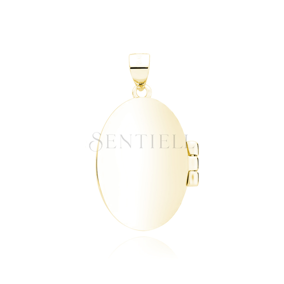 Silver (925) gold-plated polished pendant - oval shaped locket