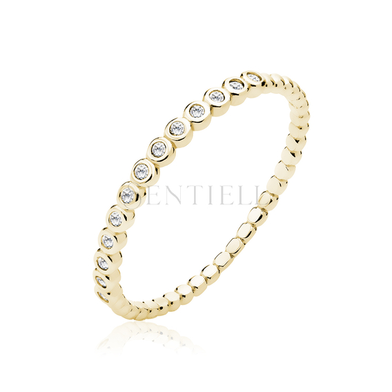 Silver (925) gold-plated ring with white zirconias