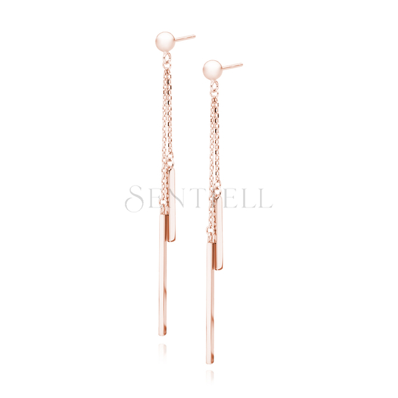 Silver (925) hanging earrings -rose gold -plated sticks