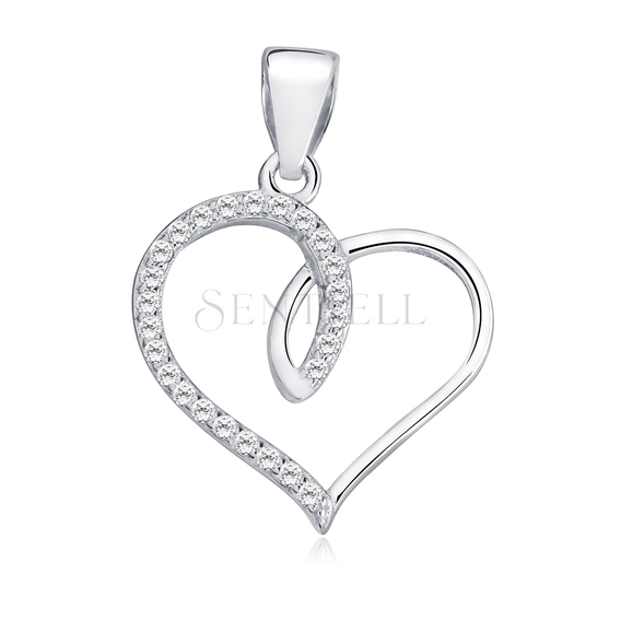 Silver (925) heart pendant with zirconia