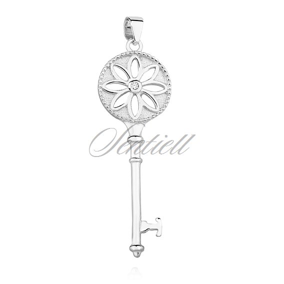 Silver (925) key pendant with zirconia