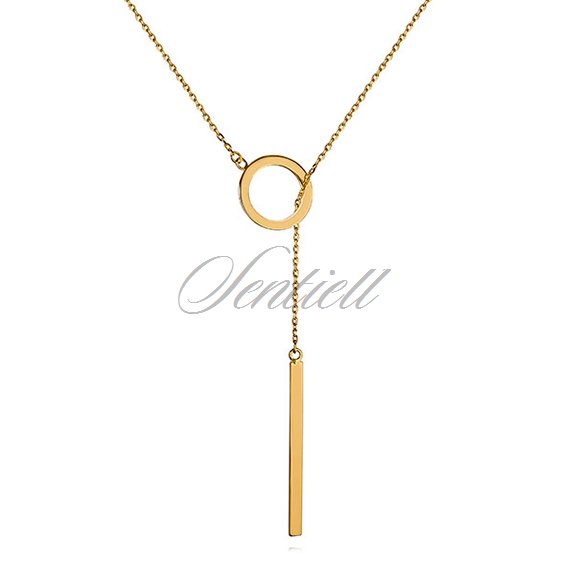 Silver (925) lariat necklace with circle and rectangle pendant - gold plated