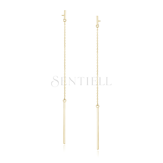 Silver (925) long, gold plated earrings