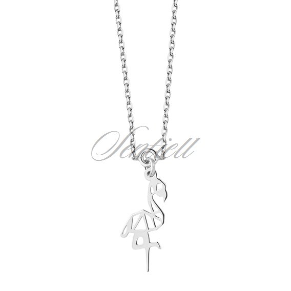 Silver (925) necklace - Origami flamingo