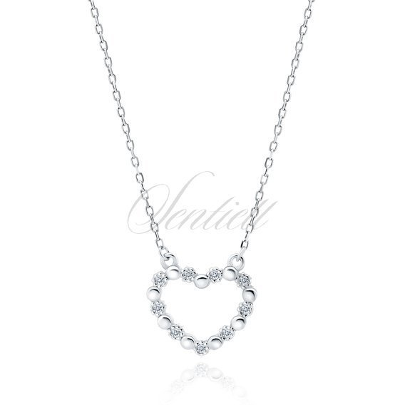 Silver (925) necklace - heart with zirconias