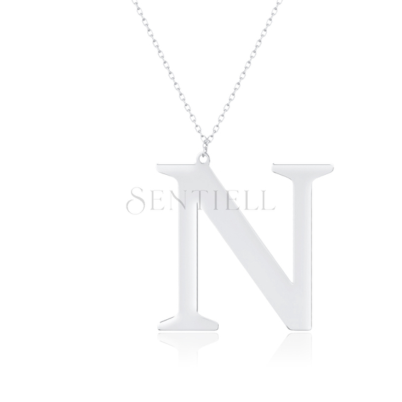 Silver (925) necklace - letter N