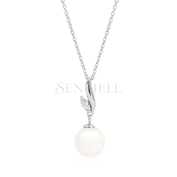 Silver (925) necklace pearl with white zirconia