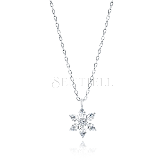 Silver (925) necklace snowflake with white zirconias