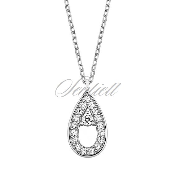 Silver (925) necklace  - teardrop with zirconia