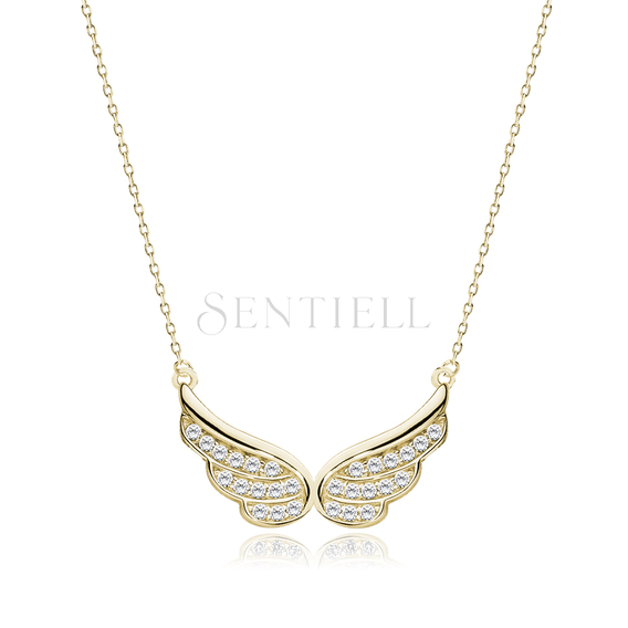 Silver (925) necklace - wings with zirconia, gold-plated