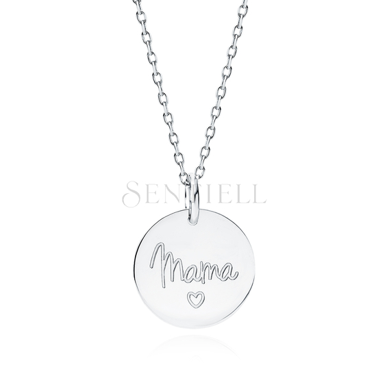 Silver (925) necklace with white engraving - mama