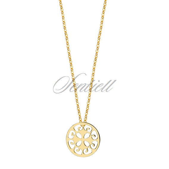 Silver (925) necklace withopen-work  round pendant - gold-plated