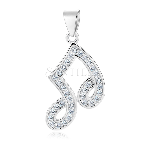 Silver (925) note pendant with zirconia