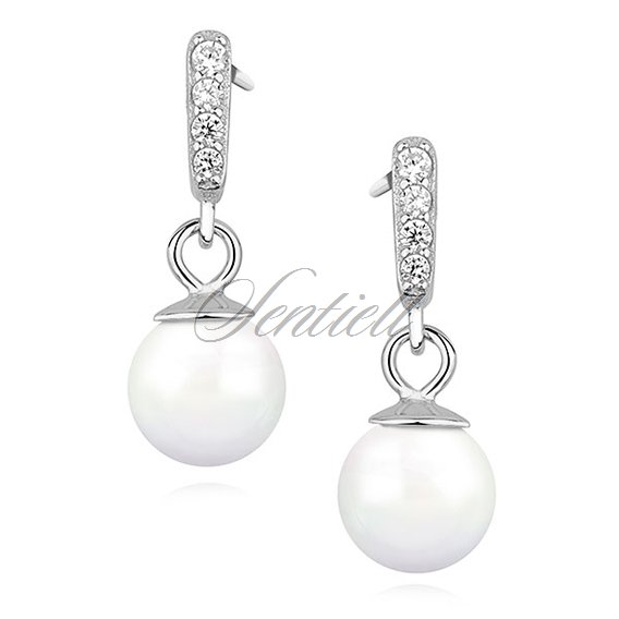 Silver (925) pearl earrings with zirconia