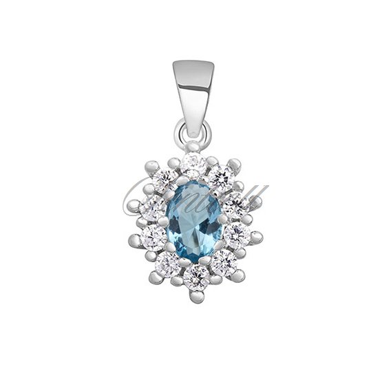 Silver (925) pendant aquamarine colored zirconia