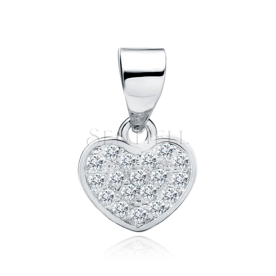 Silver (925) pendant - heart with zirconia