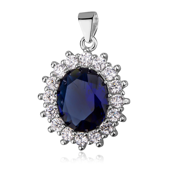 Silver (925) pendant sapphire colored zirconia