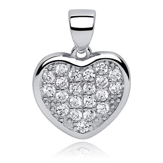 Silver (925) pendant white zirconia - heart microsetting