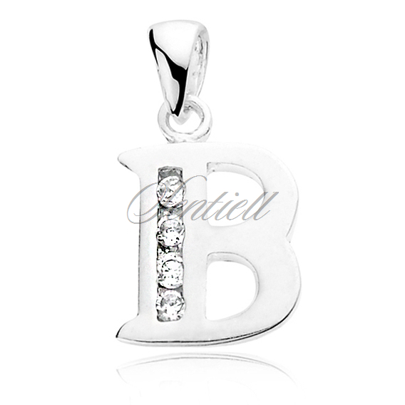 Silver (925) pendant white zirconia - letter B