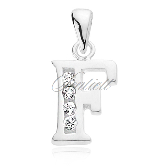 Silver (925) pendant white zirconia - letter F