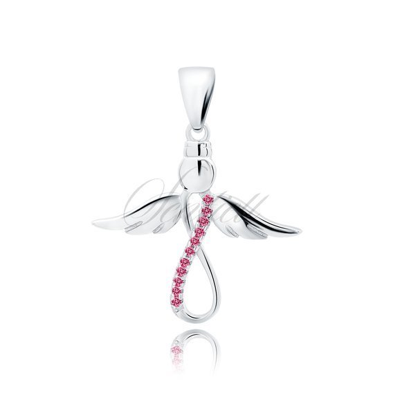 Silver (925) pendant with ruby zirconias - angel and infinity sign