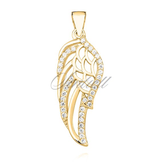 Silver (925) pendant with zirconia - wing gold-plated