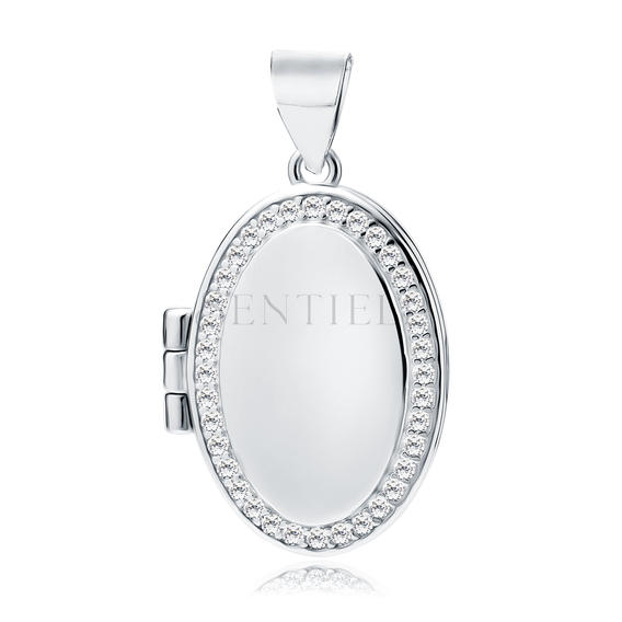 Silver (925) polished pendant - oval shaped locket