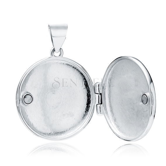 Silver (925) polished pendant - round locket