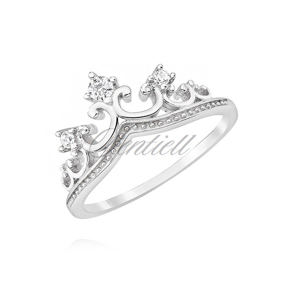 Silver (925) ring - crown with zirconia