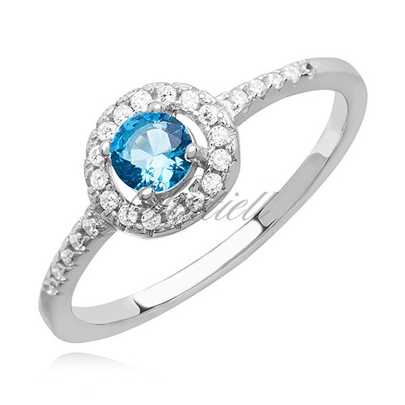 Silver (925) ring with aquamarine zirconia