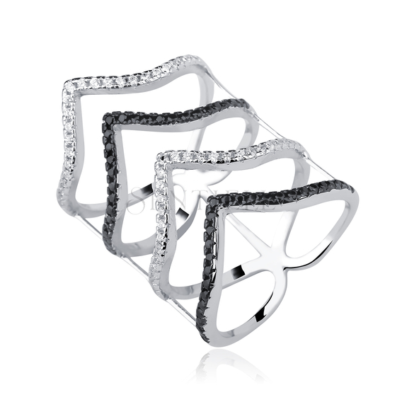 Silver (925) ring with white&black zirconia