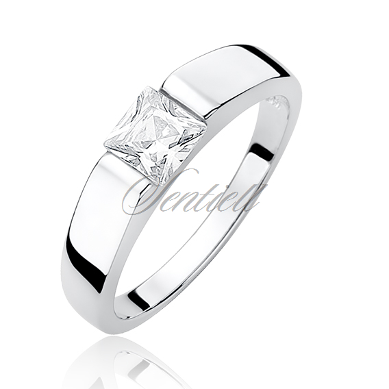 Silver (925) ring with white square zirconia