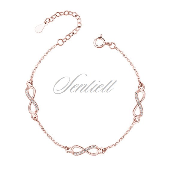Silver (925) rose gold-plated bracelet - Infinities with white zirconias