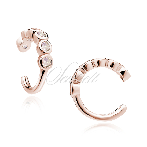 Silver (925) rose gold-plated ear-cuff with morganite zirconias