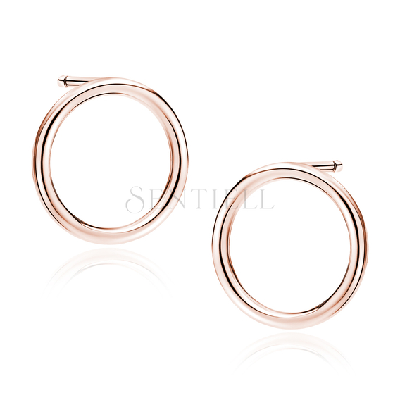 Silver (925) rose gold-plated earrings - circles