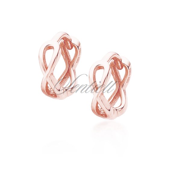 Silver (925) rose  gold-plated earrings hoops circles with the sign of infinity