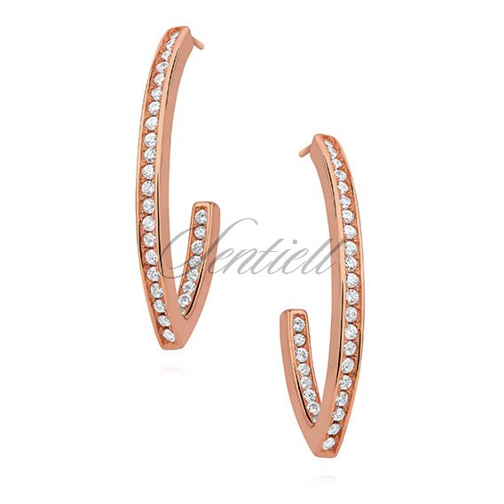 Silver (925) rose gold-plated earrings with zirconia