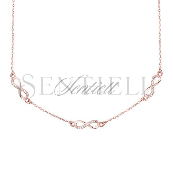 Silver (925) rose gold-plated necklace Infinities with white zirconias