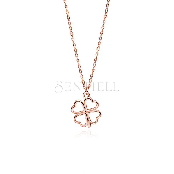 Silver (925) rose gold-plated necklace clover