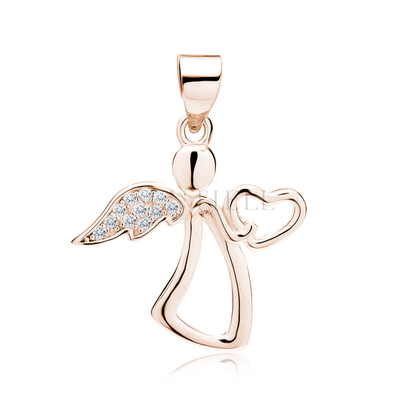 Silver (925) rose gold-plated pendant with zirconia - angel