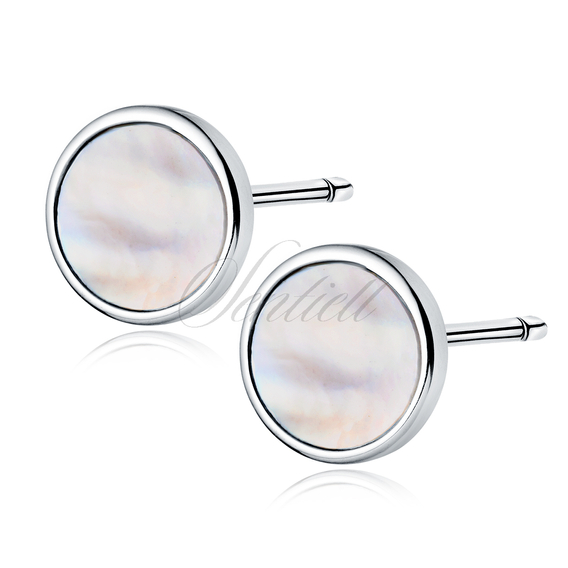 Silver (925) round earrings with pearl coating