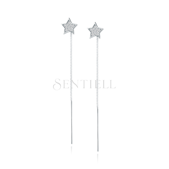 Silver (925) stars earrings with zirconias