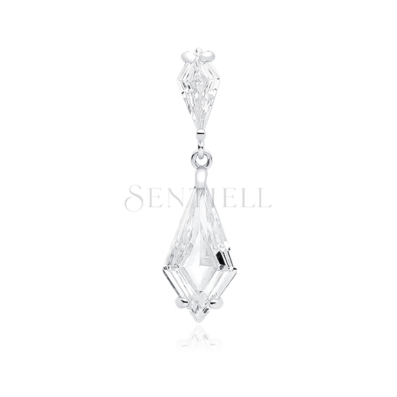 Silver (925) stylish, bridal pendant with white zirconia