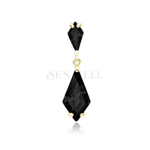 Silver (925) stylish, gold-plated pendant with black zirconias
