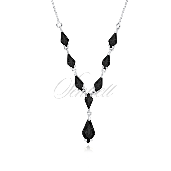 Silver (925) stylish, necklace with black zirconias