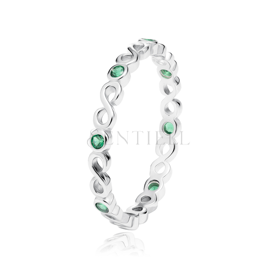 Silver (925) subtle ring with emerald zirconias - Infinity