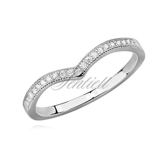 Silver (925) subtle ring with white zirconia