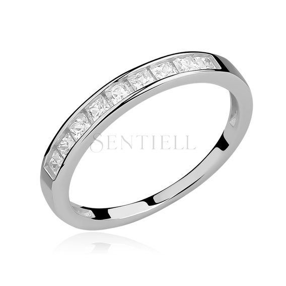 Silver (925) subtle ring with white zirconia