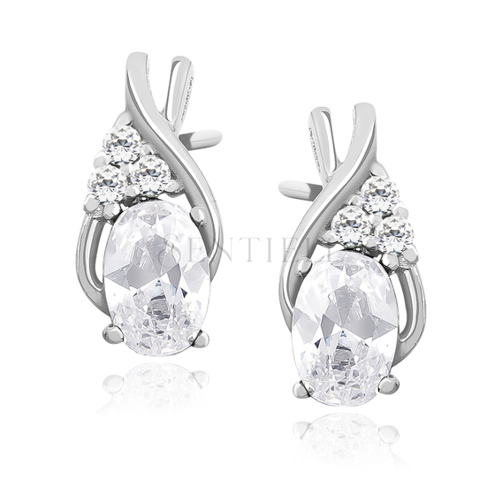 Silver, delicate earrings (925) with white zirconias