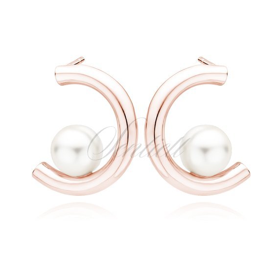 Silver rose gold-plated (925) pearl earrings